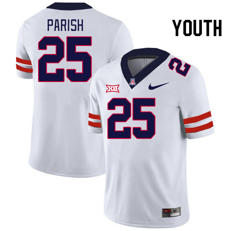 Youth #25 Arian Parish Arizona Wildcats Big 12 Conference College Football Jerseys Stitched-White